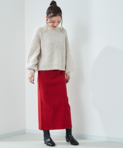 cepo（セポ）の「ボリューム袖リブアミモックネックセーター（ニット/セーター・レディース・パープル/オフホワイト/サックスブルー/ピンク・M）」の2枚目の写真