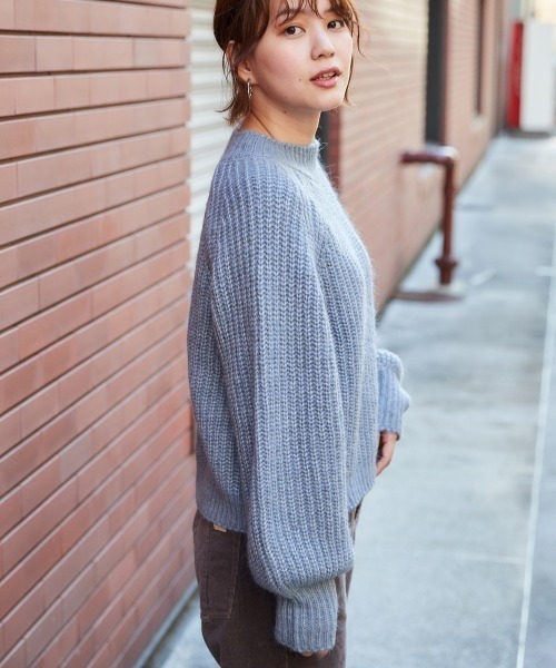 cepo（セポ）の「ボリューム袖リブアミモックネックセーター（ニット/セーター・レディース・パープル/オフホワイト/サックスブルー/ピンク・M）」の9枚目の写真