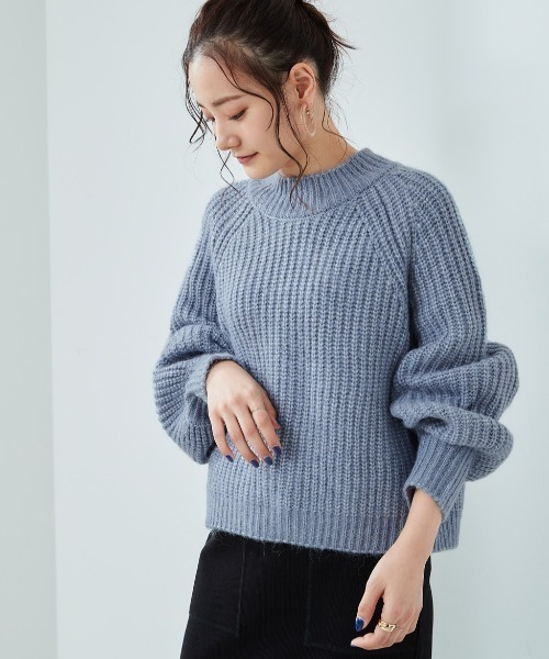 cepo（セポ）の「ボリューム袖リブアミモックネックセーター（ニット/セーター・レディース・パープル/オフホワイト/サックスブルー/ピンク・M）」の21枚目の写真