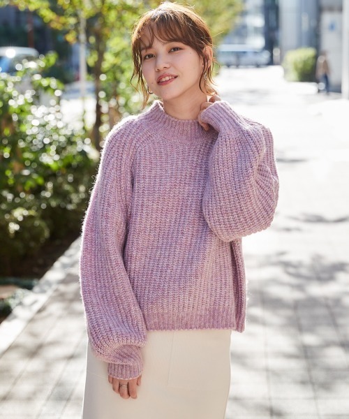 cepo（セポ）の「ボリューム袖リブアミモックネックセーター（ニット/セーター・レディース・パープル/オフホワイト/サックスブルー/ピンク・M）」の18枚目の写真
