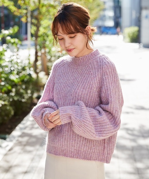 cepo（セポ）の「ボリューム袖リブアミモックネックセーター（ニット/セーター・レディース・パープル/オフホワイト/サックスブルー/ピンク・M）」の10枚目の写真