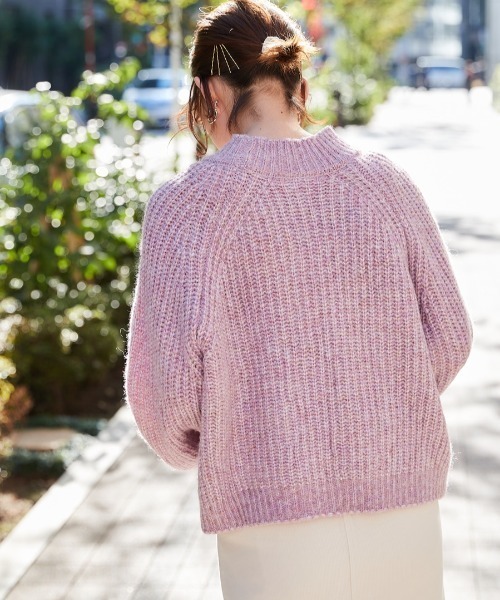 cepo（セポ）の「ボリューム袖リブアミモックネックセーター（ニット/セーター・レディース・パープル/オフホワイト/サックスブルー/ピンク・M）」の6枚目の写真
