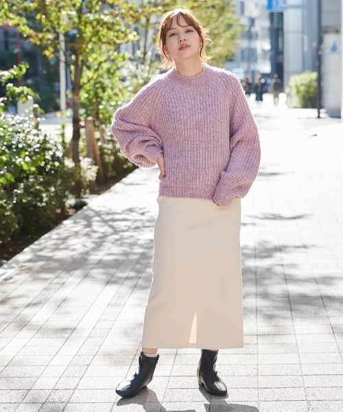 cepo（セポ）の「ボリューム袖リブアミモックネックセーター（ニット/セーター・レディース・パープル/オフホワイト/サックスブルー/ピンク・M）」の14枚目の写真