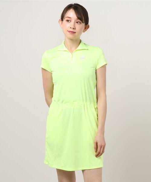 【アディダス】ゴルフ 半袖 ワンピース ボタニカル 花柄 ナチュラル 白×緑 セール】ADIDASプリント 半袖ワンピース 【adidas Golf