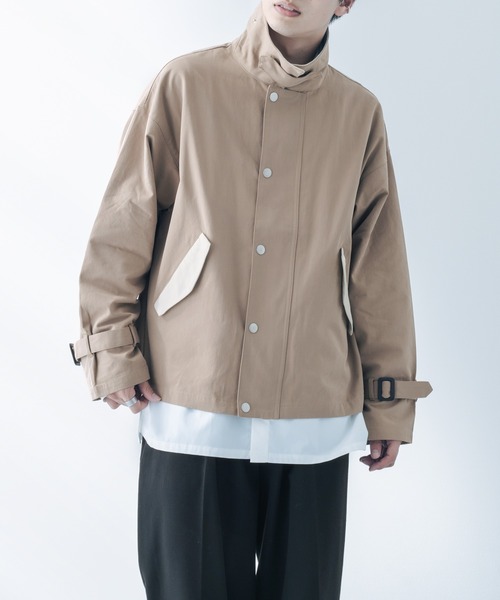 epnok（エプノック）の「配色ショートブルゾン（ブルゾン・メンズ・ライトブラウン/グレイッシュブルー・MEDIUM/LARGE）」の3枚目の写真