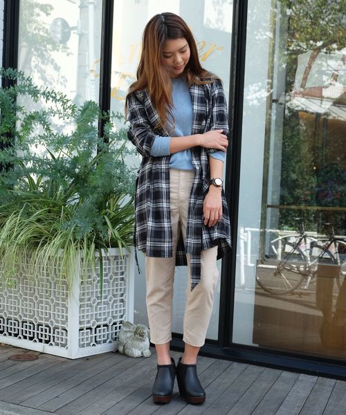 Another Edition（アナザーエディション）の「コットンチェックガウンシャツⅡ/ AE C/CHK GOWN SHTⅡ◆（シャツ/ブラウス・レディース・ダークグレー/レッド/コバルトブルー・フリー）」の2枚目の写真