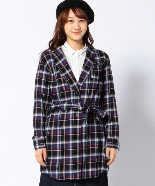 Another Edition（アナザーエディション）の「コットンチェックガウンシャツⅡ/ AE C/CHK GOWN SHTⅡ◆（シャツ/ブラウス・レディース・ダークグレー/レッド/コバルトブルー・フリー）」の5枚目の写真