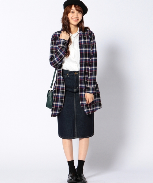 Another Edition（アナザーエディション）の「コットンチェックガウンシャツⅡ/ AE C/CHK GOWN SHTⅡ◆（シャツ/ブラウス・レディース・ダークグレー/レッド/コバルトブルー・フリー）」の7枚目の写真