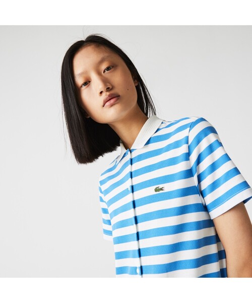 LACOSTE(ラコステ)の「鹿の子地マキシシャツドレス(シャツワンピース・レディース・ブルー・36/34/38/40)」の2枚目の写真