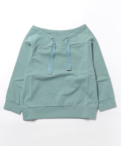12Twelve Agenda(トゥエルブ アジェンダ)の「フード風7分袖カットソープルオーバー(Tシャツ/カットソー・レディース・オフホワイト/ネイビー/チャコールグレー/ライトグレー/ミント・M/S)」の2枚目の写真