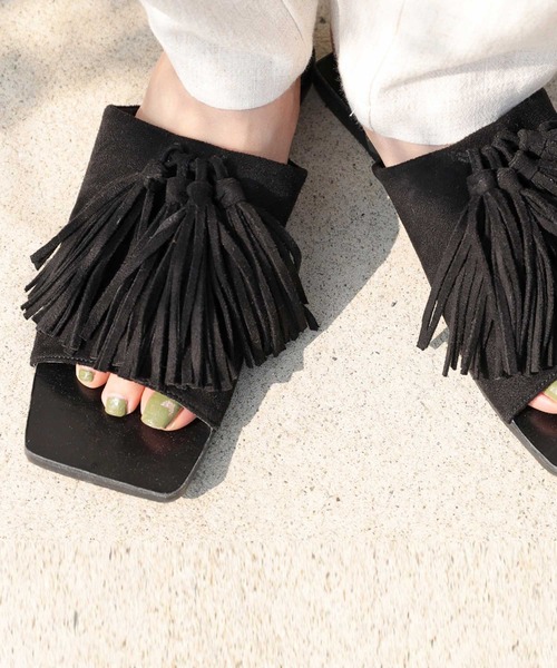 antiqua（アンティカ）の「ボリュームタッセルサンダル（サンダル・レディース・ブラック/アッシュブラウン/カーキ・S/L/M/LL）」の14枚目の写真