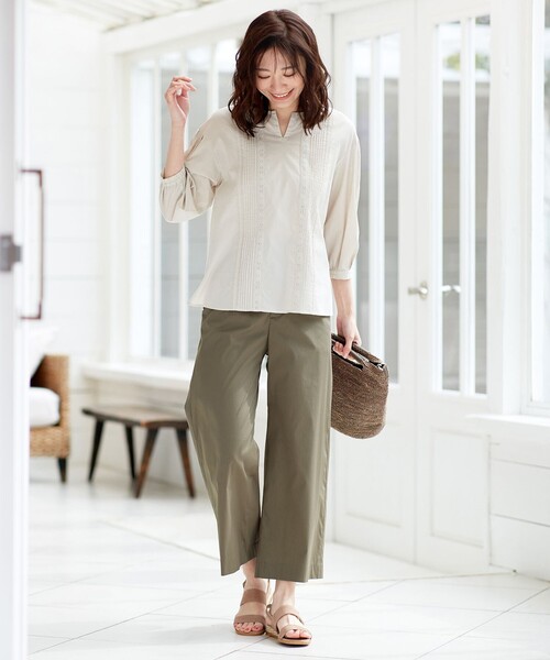 J.PRESS(ジェイプレス)の「【洗える】60s コットンセルロースローン ブラウス(シャツ/ブラウス・レディース・スモーキーグリーン系/ベージュ系/ホワイト系・T13/T15)」の10枚目の写真