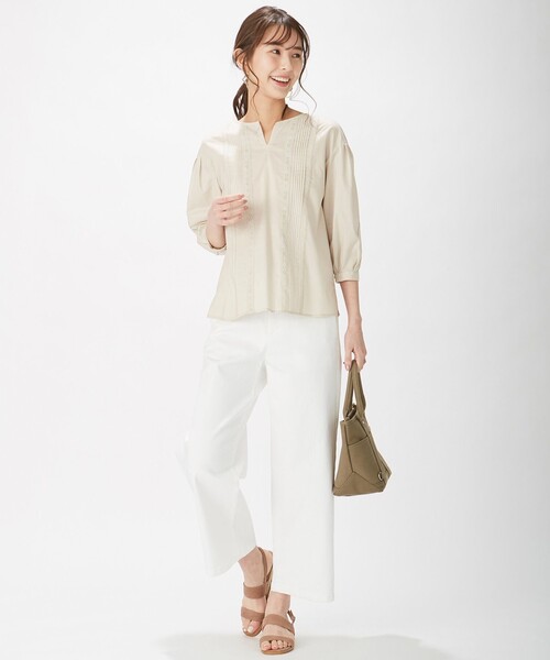 J.PRESS(ジェイプレス)の「【洗える】60s コットンセルロースローン ブラウス(シャツ/ブラウス・レディース・スモーキーグリーン系/ベージュ系/ホワイト系・T13/T15)」の6枚目の写真