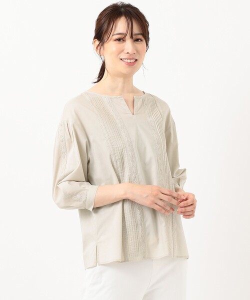 J.PRESS(ジェイプレス)の「【洗える】60s コットンセルロースローン ブラウス(シャツ/ブラウス・レディース・スモーキーグリーン系/ベージュ系/ホワイト系・T13/T15)」の14枚目の写真