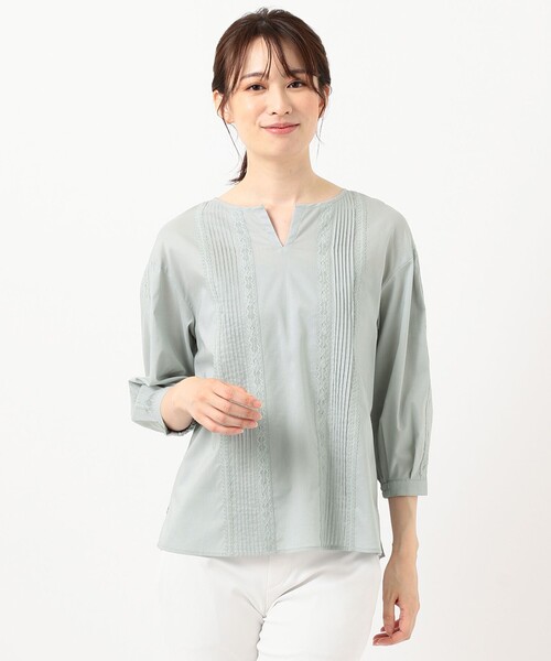 J.PRESS(ジェイプレス)の「【洗える】60s コットンセルロースローン ブラウス(シャツ/ブラウス・レディース・スモーキーグリーン系/ベージュ系/ホワイト系・T13/T15)」の15枚目の写真
