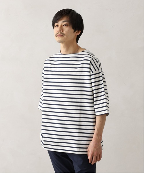 417 EDIFICE（フォーワンセブンエディフィス）の「バスクボーダーオーバーショートスリーブ（Tシャツ/カットソー・メンズ・ホワイト/ブラック/カーキ/その他2/その他6/その他10・MEDIUM/LARGE）」の4枚目の写真