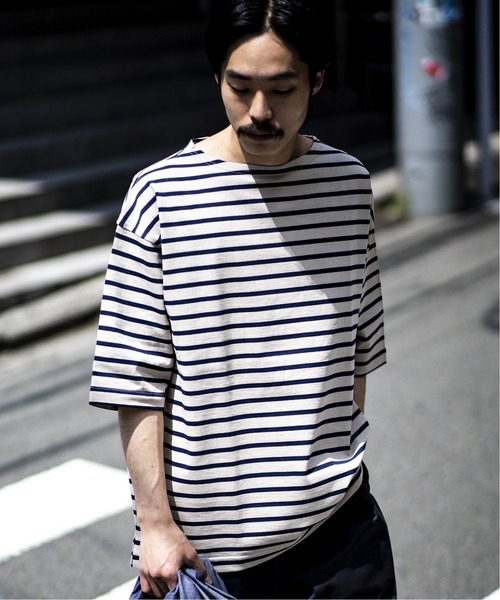 417 EDIFICE（フォーワンセブンエディフィス）の「バスクボーダーオーバーショートスリーブ（Tシャツ/カットソー・メンズ・ホワイト/ブラック/カーキ/その他2/その他6/その他10・MEDIUM/LARGE）」の22枚目の写真