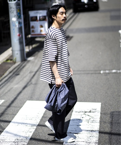 417 EDIFICE（フォーワンセブンエディフィス）の「バスクボーダーオーバーショートスリーブ（Tシャツ/カットソー・メンズ・ホワイト/ブラック/カーキ/その他2/その他6/その他10・MEDIUM/LARGE）」の19枚目の写真