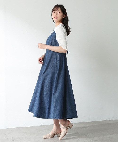 Honeys(ハニーズ)の「デニムキャミワンピース(ワンピース・レディース・ブルー/ライトインディゴブルー・S/M/L)」の14枚目の写真