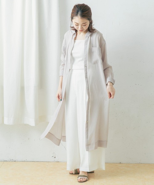 URBAN RESEARCH ROSSO（アーバンリサーチロッソ）の「サイドスリットシアーワンピース（ワンピース・レディース・グレー/グリーン・FREE）」の2枚目の写真