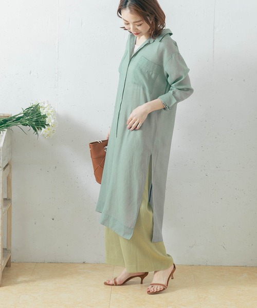 URBAN RESEARCH ROSSO（アーバンリサーチロッソ）の「サイドスリットシアーワンピース（ワンピース・レディース・グレー/グリーン・FREE）」の5枚目の写真