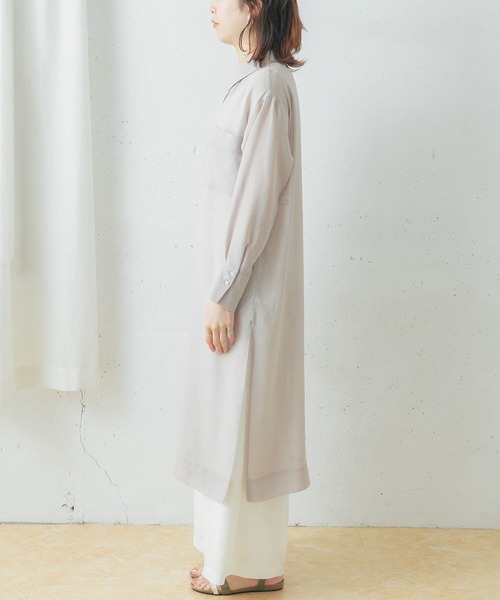 URBAN RESEARCH ROSSO（アーバンリサーチロッソ）の「サイドスリットシアーワンピース（ワンピース・レディース・グレー/グリーン・FREE）」の3枚目の写真