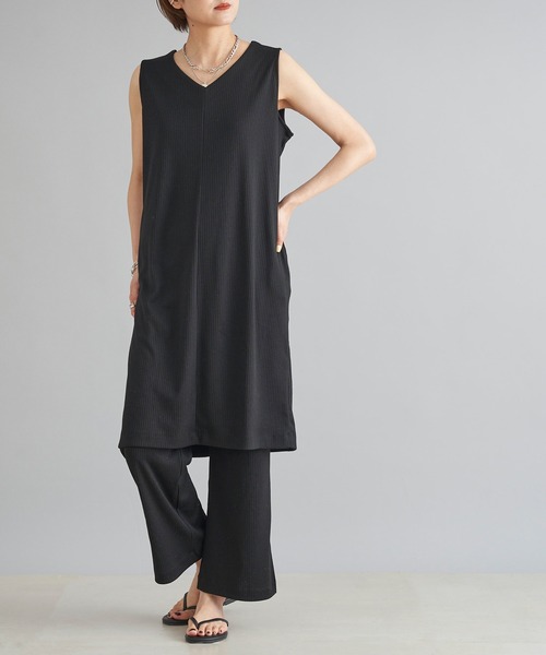 DouDou（ドゥドゥ）の「ノースリロングプルオーバー＋ワイドパンツ（セットアップ・レディース・ブラック/アイボリー/ブラウン・FREE）」の3枚目の写真