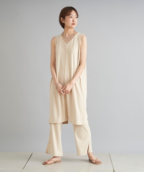 DouDou（ドゥドゥ）の「ノースリロングプルオーバー＋ワイドパンツ（セットアップ・レディース・ブラック/アイボリー/ブラウン・FREE）」の14枚目の写真