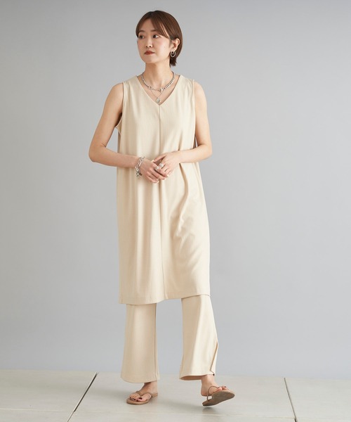 DouDou（ドゥドゥ）の「ノースリロングプルオーバー＋ワイドパンツ（セットアップ・レディース・ブラック/アイボリー/ブラウン・FREE）」の7枚目の写真