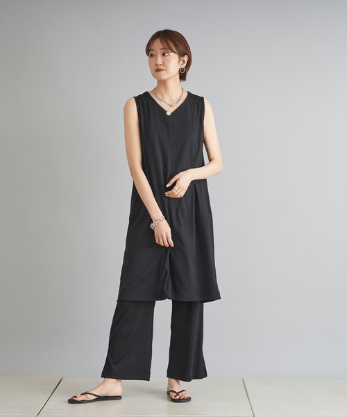 DouDou（ドゥドゥ）の「ノースリロングプルオーバー＋ワイドパンツ（セットアップ・レディース・ブラック/アイボリー/ブラウン・FREE）」の19枚目の写真