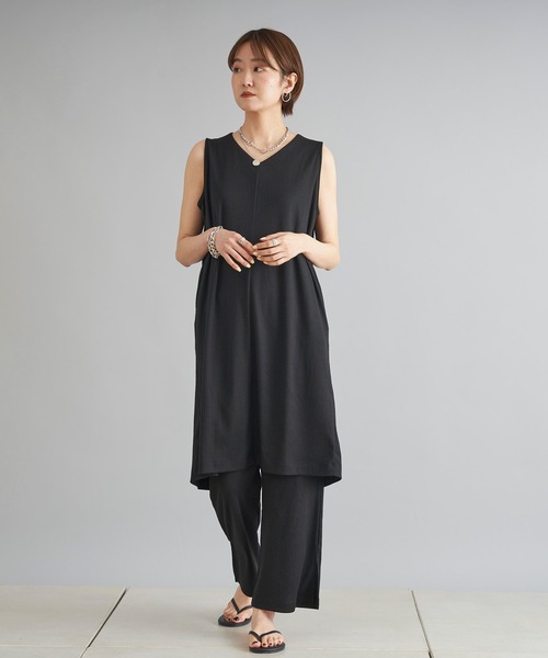 DouDou（ドゥドゥ）の「ノースリロングプルオーバー＋ワイドパンツ（セットアップ・レディース・ブラック/アイボリー/ブラウン・FREE）」の11枚目の写真