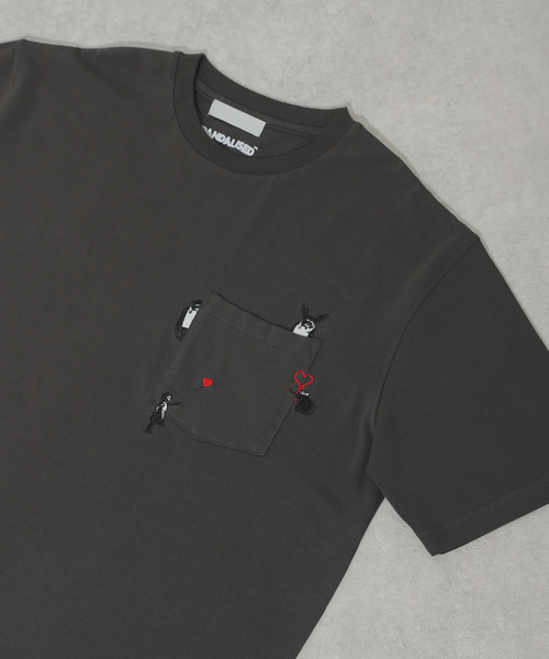 SENSE OF PLACE by URBAN RESEARCH(センスオブプレイスバイアーバンリサーチ)の「『別注』バンクシーシシュウTシャツ(5分袖)(Tシャツ/カットソー・メンズ・ホワイト/チャコールグレー/ホワイト系その他/グレー系その他/ブルー/グレー/オフホワイト・LARGE/MEDIUM)」の6枚目の写真