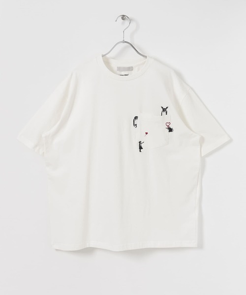 SENSE OF PLACE by URBAN RESEARCH(センスオブプレイスバイアーバンリサーチ)の「『別注』バンクシーシシュウTシャツ(5分袖)(Tシャツ/カットソー・メンズ・ホワイト/チャコールグレー/ホワイト系その他/グレー系その他/ブルー/グレー/オフホワイト・LARGE/MEDIUM)」の17枚目の写真