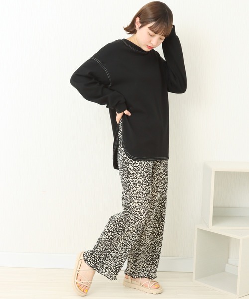 CHARM BERRY TIC（チャームベリーチック）の「レオパード柄クリスタルプリーツパンツ（その他パンツ・レディース・オフホワイト/ブラック・L/M）」の5枚目の写真