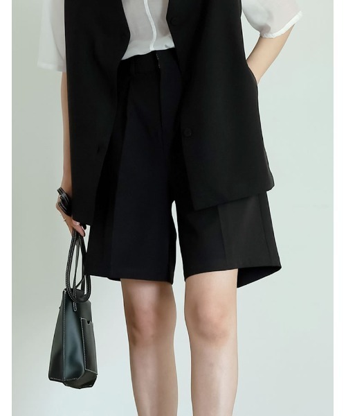 Re:EDIT（リエディ）の「リサイクルカットツイルショートスラックス（その他パンツ・レディース・ベージュ/ブラック/モカ/アイボリー・LARGE/SHORT/MEDIUM）」の3枚目の写真