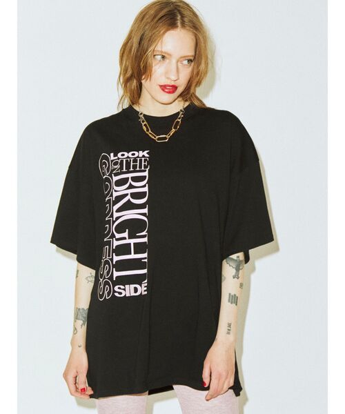 jouetie（ジュエティ）の「チェッカースーパーBIG Tシャツ（Tシャツ/カットソー・レディース・オフホワイト/ブラック/オレンジ・MEDIUM）」の3枚目の写真