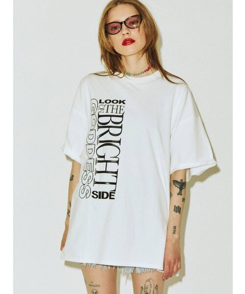 jouetie（ジュエティ）の「チェッカースーパーBIG Tシャツ（Tシャツ/カットソー・レディース・オフホワイト/ブラック/オレンジ・MEDIUM）」の6枚目の写真