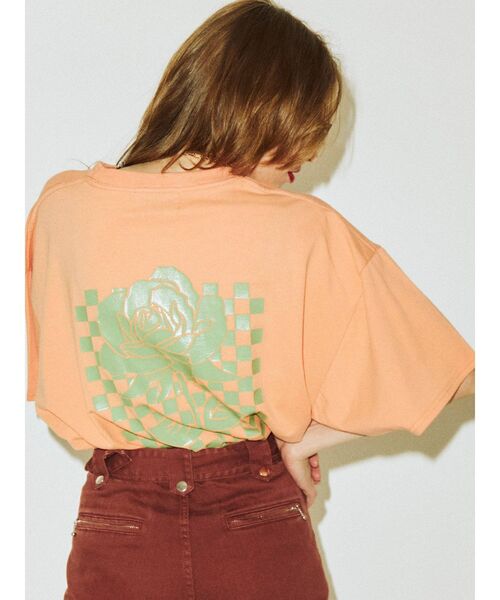 jouetie（ジュエティ）の「チェッカースーパーBIG Tシャツ（Tシャツ/カットソー・レディース・オフホワイト/ブラック/オレンジ・MEDIUM）」の15枚目の写真