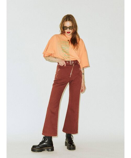 jouetie（ジュエティ）の「チェッカースーパーBIG Tシャツ（Tシャツ/カットソー・レディース・オフホワイト/ブラック/オレンジ・MEDIUM）」の16枚目の写真