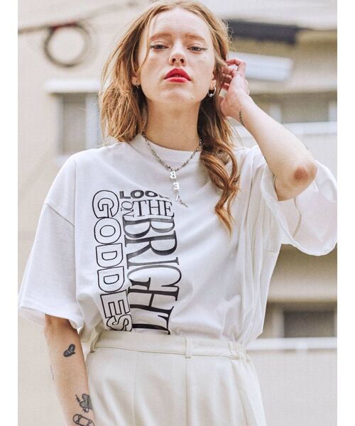 jouetie（ジュエティ）の「チェッカースーパーBIG Tシャツ（Tシャツ/カットソー・レディース・オフホワイト/ブラック/オレンジ・MEDIUM）」の18枚目の写真