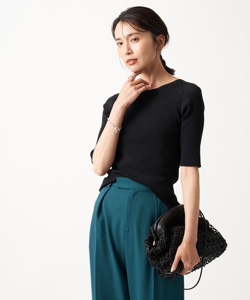 RIVE DROITE（リヴドロワ）の「2WAY5分袖リブニット（ニット/セーター・レディース・ホワイト/ブラック/パープル/オレンジ・FREE）」の11枚目の写真