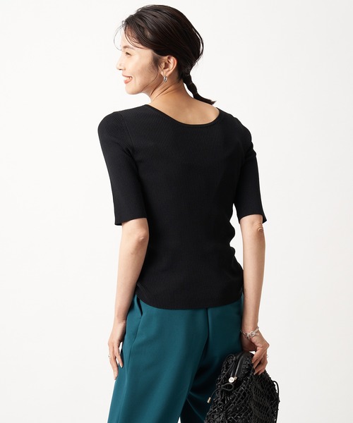 RIVE DROITE（リヴドロワ）の「2WAY5分袖リブニット（ニット/セーター・レディース・ホワイト/ブラック/パープル/オレンジ・FREE）」の21枚目の写真