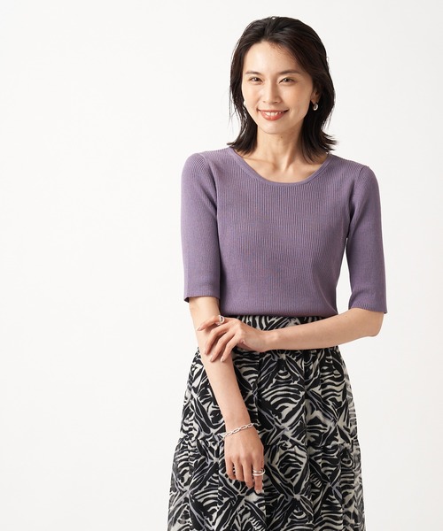RIVE DROITE（リヴドロワ）の「2WAY5分袖リブニット（ニット/セーター・レディース・ホワイト/ブラック/パープル/オレンジ・FREE）」の17枚目の写真