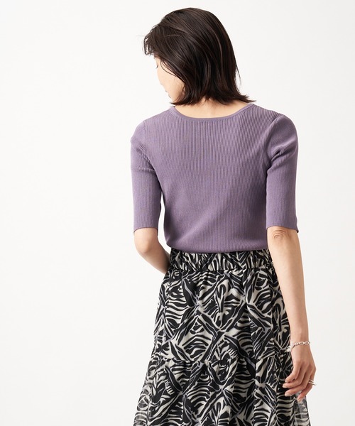RIVE DROITE（リヴドロワ）の「2WAY5分袖リブニット（ニット/セーター・レディース・ホワイト/ブラック/パープル/オレンジ・FREE）」の7枚目の写真