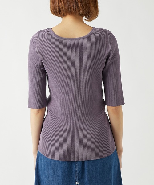 RIVE DROITE（リヴドロワ）の「2WAY5分袖リブニット（ニット/セーター・レディース・ホワイト/ブラック/パープル/オレンジ・FREE）」の18枚目の写真