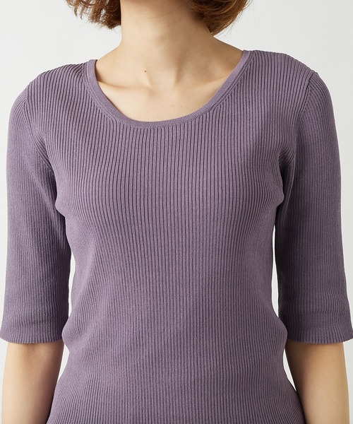 RIVE DROITE（リヴドロワ）の「2WAY5分袖リブニット（ニット/セーター・レディース・ホワイト/ブラック/パープル/オレンジ・FREE）」の13枚目の写真