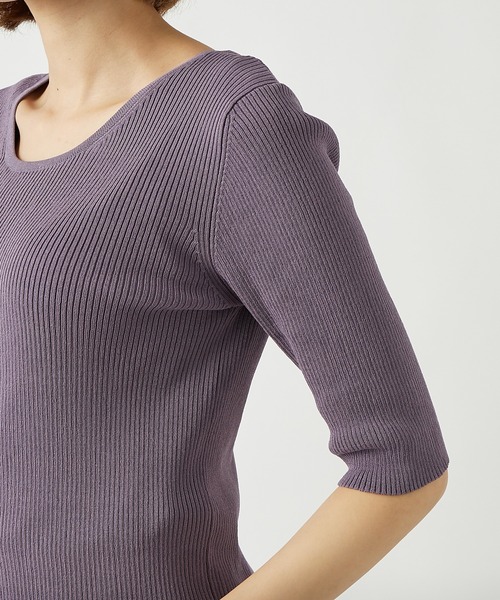 RIVE DROITE（リヴドロワ）の「2WAY5分袖リブニット（ニット/セーター・レディース・ホワイト/ブラック/パープル/オレンジ・FREE）」の8枚目の写真