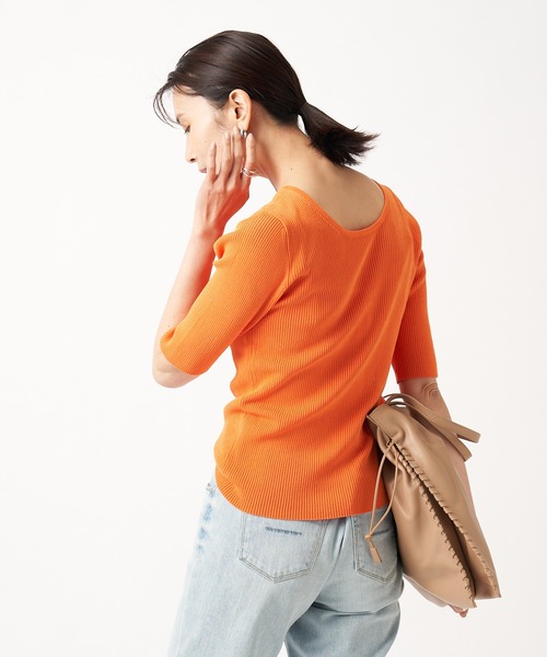 RIVE DROITE（リヴドロワ）の「2WAY5分袖リブニット（ニット/セーター・レディース・ホワイト/ブラック/パープル/オレンジ・FREE）」の14枚目の写真