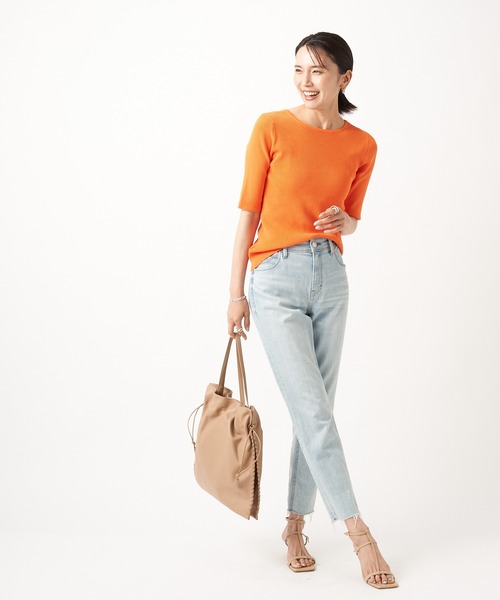 RIVE DROITE（リヴドロワ）の「2WAY5分袖リブニット（ニット/セーター・レディース・ホワイト/ブラック/パープル/オレンジ・FREE）」の9枚目の写真