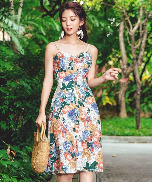 TeddyShop(テディショップ)の「レディース フローラル柄バックリボンサマードレスワンピ(ワンピース・レディース・ピンク・ONE SIZE)」の1枚目の写真